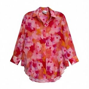 Finley Agetha Watercolor Button Down Shirt Size XS Cotton Made in USA Bloomcore